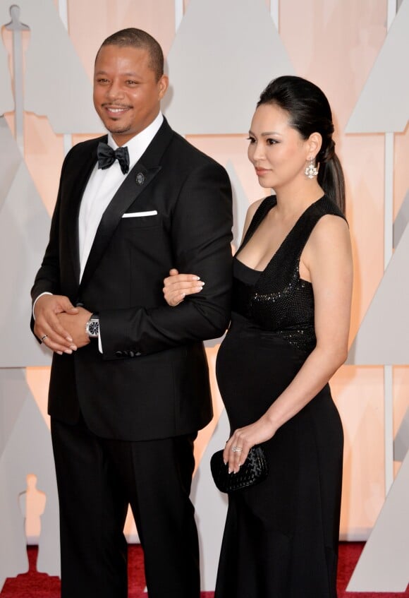 Terrence Howard et son épouse Miranda Pak lors de la 87e cérémonie des Oscars à l'Hollywood & Highland Center de Los Angeles, le 22 février 2015