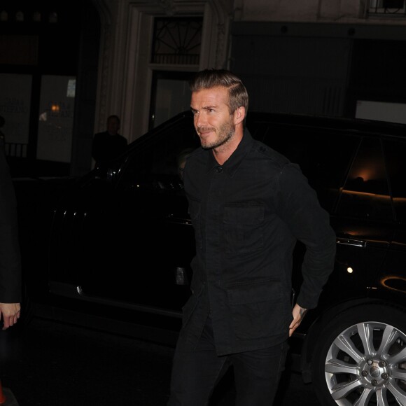 David Beckham lors du dîner organisé par son épouse Victoria au sein de sa boutique sur Dover Street dans le quartier de Mayfair à Londres le 22 septembre 2015
