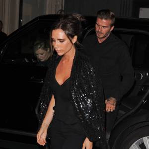 Victoria et David Beckham lors du dîner organisé par Victoria au sein de sa boutique sur Dover Street dans le quartier de Mayfair à Londres le 22 septembre 2015