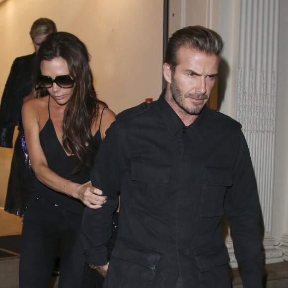 Victoria et David Beckham lors du dîner organisé par Victoria au sein de sa boutique sur Dover Street dans le quartier de Mayfair à Londres le 22 septembre 2015