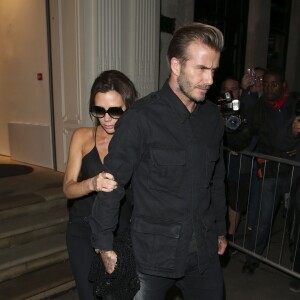 Victoria et David Beckham lors du dîner organisé par Victoria au sein de sa boutique sur Dover Street dans le quartier de Mayfair à Londres le 22 septembre 2015