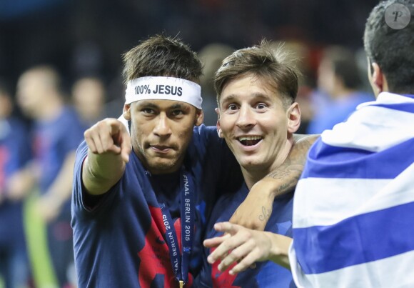Lionel Messi et Neymar - Le FC Barcelone remporte la Ligue des Champions contre la Juventus à Berlin en Allemagne le 6 juin 2015.