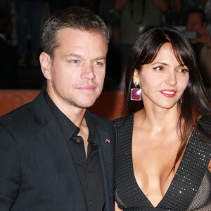 Matt Damon et sa femme Luciana Barroso - Première du film "The Martian" au festival du film de Toronto (TIFF) le 11 septembre 2015