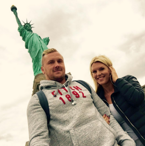 Amélie Neten et son amoureux Philippe Leonard (ex-footballeur) en vacances à New York. Septembre-octobre2015.