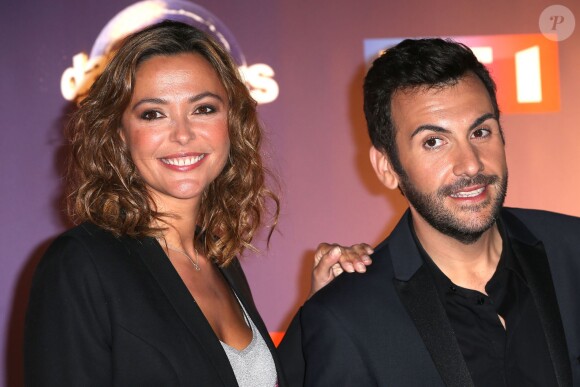Laurent Ournac et Sandrine Quétier (animateurs de l'émission) - Photocall Danse avec les stars 6 devant TF1 à Boulogne-Billancourt, le 7 octobre 2015.