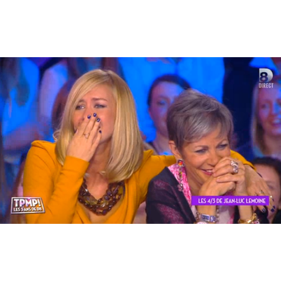 Enora Malagré et Isabelle Morini-Bosc, lors du prime time spécial TPMP fête les 3 ans de D8, le jeudi 8 octobre 2015 sur D8. 