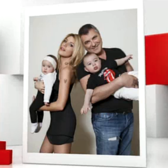 Jean-Marie Bigard - Son épouse Lola Marois et leurs enfants Bella et Jules (bientôt 3 ans). Emission Vivement Dimanche consacrée à Jean-Marie Bigard, au Studio Gabriel à Paris le 7 octobre 2015.