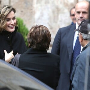 La reine Letizia d'Espagne assiste au Xe séminaire international sur la langue et le journalisme à Logroño, le 13 octobre 2015.