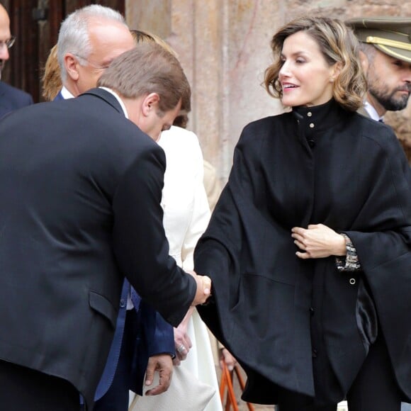 La reine Letizia d'Espagne assiste au Xe séminaire international sur la langue et le journalisme à Logroño, le 13 octobre 2015.