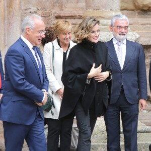 La reine Letizia d'Espagne assiste au Xe séminaire international sur la langue et le journalisme à Logroño, le 13 octobre 2015.