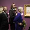 La reine Margrethe II de Danemark et l'ambassadeur de France François Zimeray ont assisté à l'inauguration de l'exposition Monet - Lost in Translation au musée ARoS à Aarhus le 8 octobre 2015