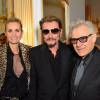 Laeticia Hallyday, Johnny Hallyday et Harvey Keitel - Remise de décoration de Commandeur de l'Ordre des Arts et des Lettres à Harvey Keitel au ministère de la culture à Paris le 13 octobre 2015.