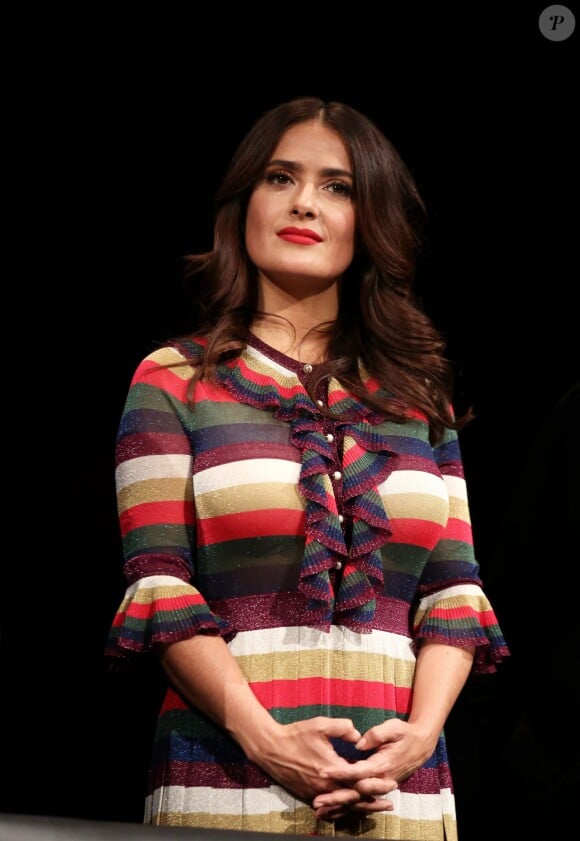 Salma Hayek - Remise du 7e Prix Lumière à Martin Scorsese au Palais des Congrès de Lyon, lors du Festival Lumière le 16 octobre 2015.