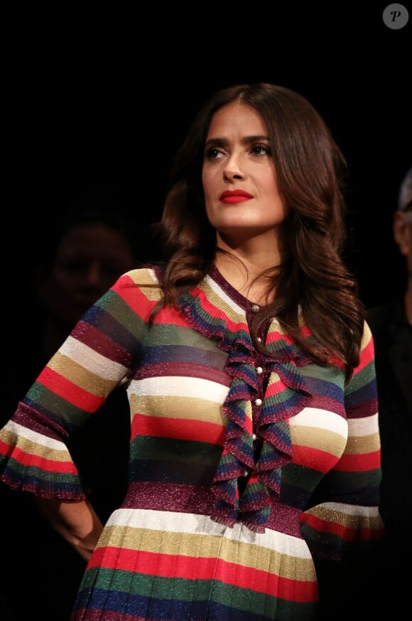 Salma Hayek - Remise du 7e Prix Lumière à Martin Scorsese au Palais des Congrès de Lyon, lors du Festival Lumière le 16 octobre 2015.