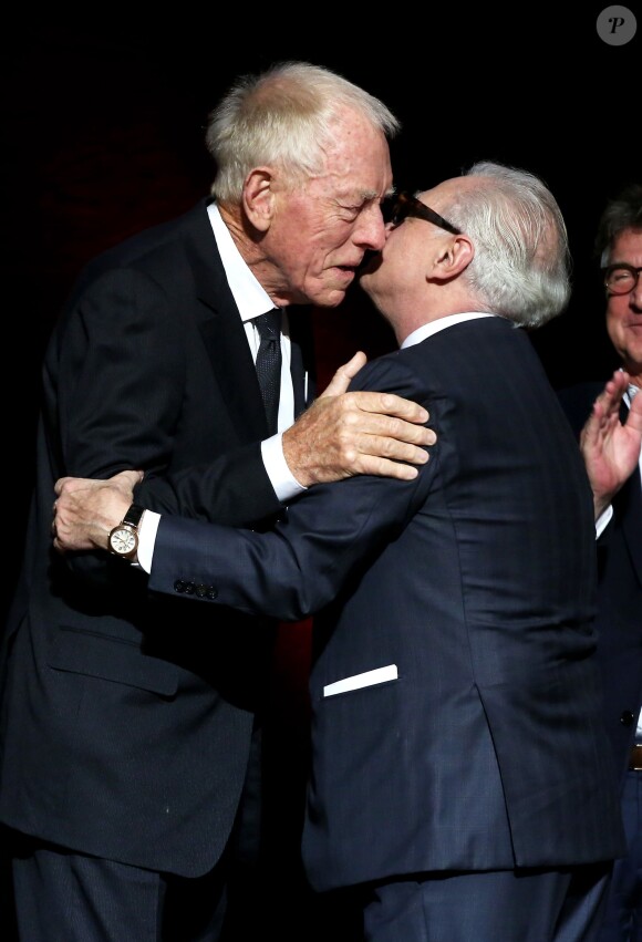 Max Von Sydow et Martin Scorsese - Remise du 7e Prix Lumière à Martin Scorsese au Palais des Congrès de Lyon, lors du Festival Lumière le 16 octobre 2015.