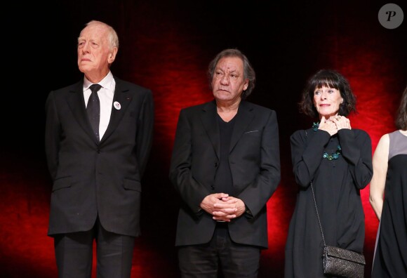 Max Von Sydow, Tony Gatlif, Géraldine Chaplin - Remise du 7e Prix Lumière à Martin Scorsese au Palais des Congrès de Lyon, lors du Festival Lumière le 16 octobre 2015.