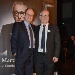 Pierre Lescure et Thierry Fremaux - Remise du 7e Prix Lumière à Martin Scorsese au Palais des Congrès de Lyon, lors du Festival Lumière le 16 octobre 2015.