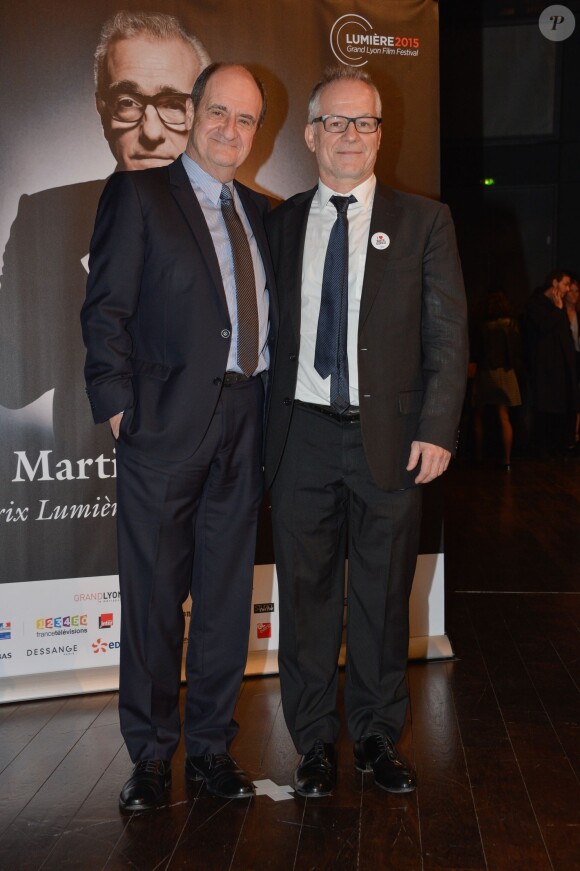 Pierre Lescure et Thierry Fremaux - Remise du 7e Prix Lumière à Martin Scorsese au Palais des Congrès de Lyon, lors du Festival Lumière le 16 octobre 2015.