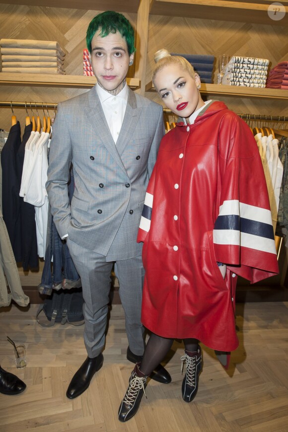 Richard (Ricky) Hilfiger et sa compagne Rita Ora - Inauguration de la boutique Tommy Hilfiger Bd des Capucines à Paris le 31 mars 2015.