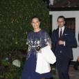 La princesse Victoria, enceinte, et le prince Daniel de Suède sont reçus par le président colombien Juan Manuel Santos et sa femme Maria en présence de la ministre des infrastructures Anna Johansson à Bogota, le 22 octobre 2015