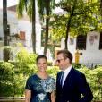 La princesse Victoria, enceinte, et le prince Daniel de Suède en visite officielle en Colombie, à Carthagène des Indes, le 22 octobre 2015