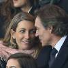 Anne-Claire Coudray et son compagnon Nicolas Vix au Parc des Princes le 21 octobre 2015 pour le match de Ligue des Champions PSG - Real Madrid. © Cyril Moreau / Bestimage