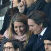 Anne-Claire Coudray et son compagnon Nicolas Vix au Parc des Princes le 21 octobre 2015 pour le match de Ligue des Champions PSG - Real Madrid. © Cyril Moreau / Bestimage