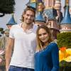 Valérie Bègue et son chéri Camille Lacourt ont profité du retour des beaux jours pour passer un moment féérique à Disneyland Paris. Avril 2015.