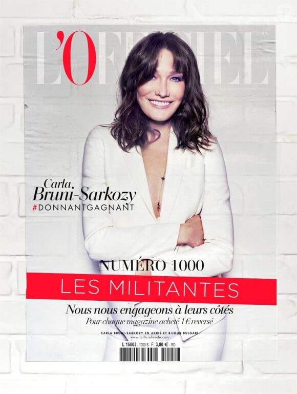 Carla Bruni-Sarkozy en couverture de "L'Officiel", numéro 1 000, novembre 2015.