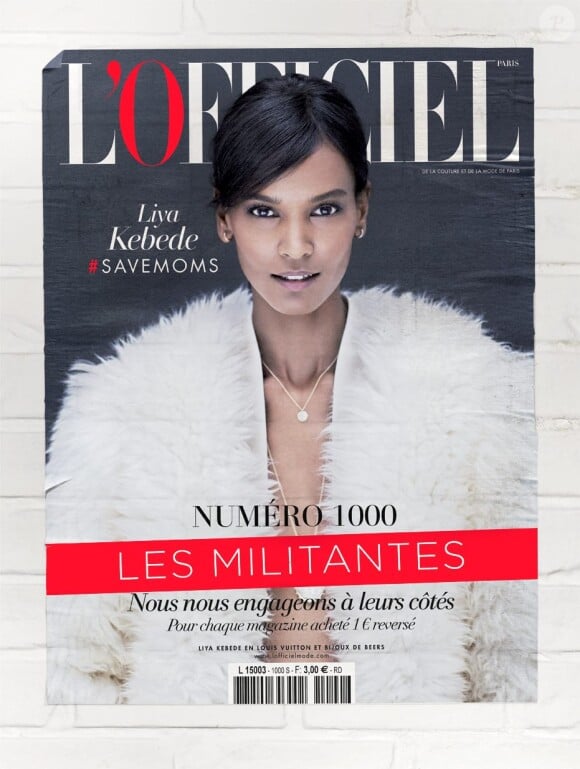 Liya Kedebe en couverture de "L'Officiel", numéro 1 000, novembre 2015.