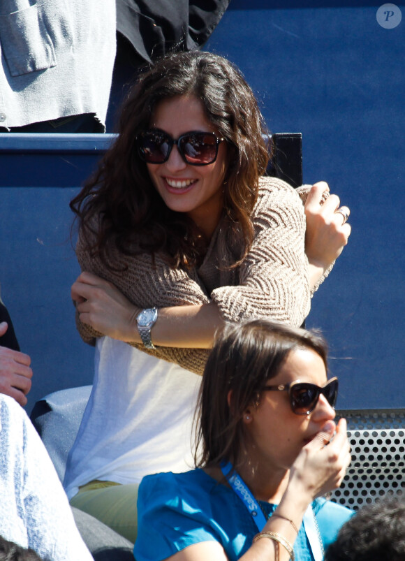 Xisca, la compagne de Rafael Nadal, dans les tribunes de l'Open de Barcelone, le 23 avril 2015