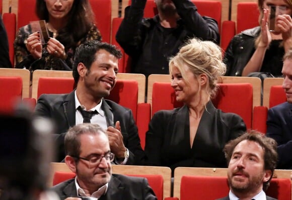 Exclusif - Virginie Efira toujours très proche de Mabrouk El Mechri lors de la remise du prix Lumière à Martin Scorsese au festival Lumière 2015 à Lyon le 16 octobre 2015.