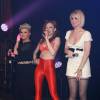 Kerry Katona, Natasha Hamilton et Liz McClarnon du groupe Atomic Kitten sur la scène du G-A-Y Heaven à Londres, le 3 mars 2013