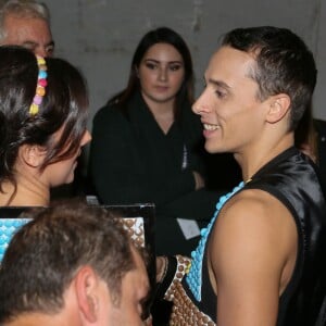 Alizée et son compagnon Grégoire Lyonnet - Défilé du 21ème salon du chocolat à la porte de Versailles à Paris le 27 octobre 2015. Denis Guignebourg / Bestimage