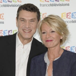 Marc Lavoine, Sophie Davant - Conférence de presse du Téléthon 2015, à France Télévisions à Paris le 4 novembre 2015. Le Téléthon 2015 aura lieu le 4 et le 5 décembre et le parrain de cette édition sera Marc Lavoine.