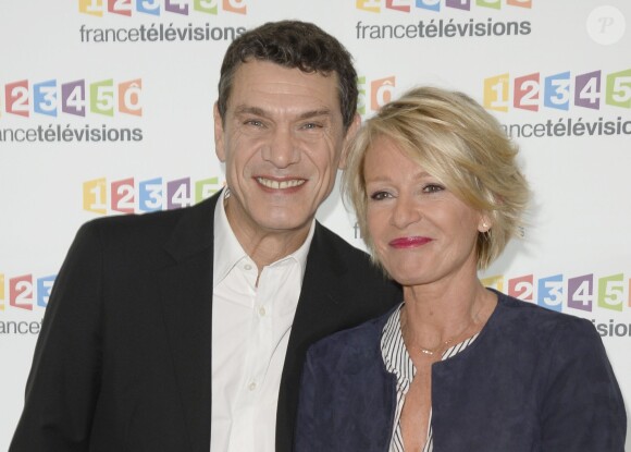 Marc Lavoine, Sophie Davant - Conférence de presse du Téléthon 2015, à France Télévisions à Paris le 4 novembre 2015. Le Téléthon 2015 aura lieu le 4 et le 5 décembre et le parrain de cette édition sera Marc Lavoine.