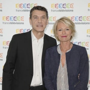 Marc Lavoine, Sophie Davant - Conférence de presse du Téléthon 2015, à France Télévisions à Paris le 4 novembre 2015. Le Téléthon 2015 aura lieu le 4 et le 5 décembre et le parrain de cette édition sera Marc Lavoine.