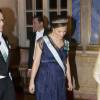 La princesse Victoria, enceinte, participait au dîner d'Etat donné par le roi Carl XVI Gustaf et la reine Silvia de Suède le 4 novembre 2015 au palais Drottningholm à Stockholm un dîner d'Etat en l'honneur du président tunisien Béji Caïd Essebsi et son épouse Saïda.