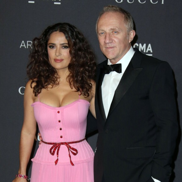 Salma Hayek et son mari François-Henri Pinault - Gala "The LACMA 2015 Art+Film" en l'honneur de James Turrell et Alejandro Inarritu à Los Angeles, le 7 novembre 2015.
