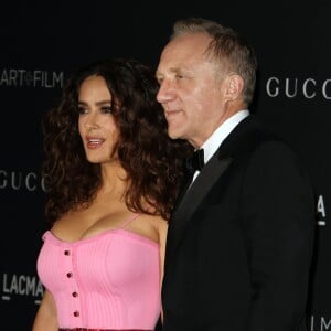 Salma Hayek et son mari François-Henri Pinault - Gala "The LACMA 2015 Art+Film" en l'honneur de James Turrell et Alejandro Inarritu à Los Angeles, le 7 novembre 2015.