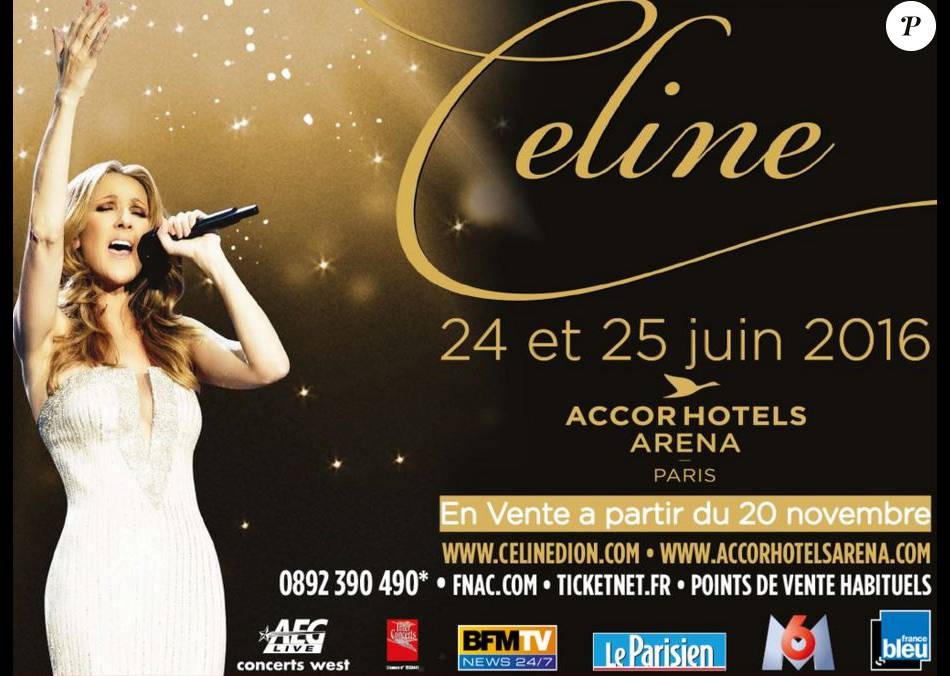 Affiche du concert de Céline Dion à Paris Purepeople