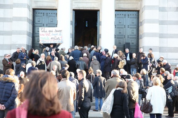 Hommage à André Glucksmann à la grande coupole du crématorium du cimetière du Père-Lachaise, à Paris, le 13 novembre 2015.