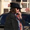 Isabelle Adjani - Hommage à André Glucksmann à la grande coupole du crématorium du cimetière du Père-Lachaise, à Paris, le 13 novembre 2015.