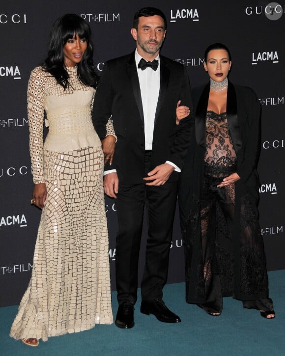 Naomi Campbell, Riccardo Tisci et Kim Kardashian West au gala Art+Film 2015 du LACMA. Los Angeles, le 7 novembre 2015.