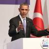 Barack Obama en plein discours au sommet du G-20 à Antalya. Le 16 novembre 2015.