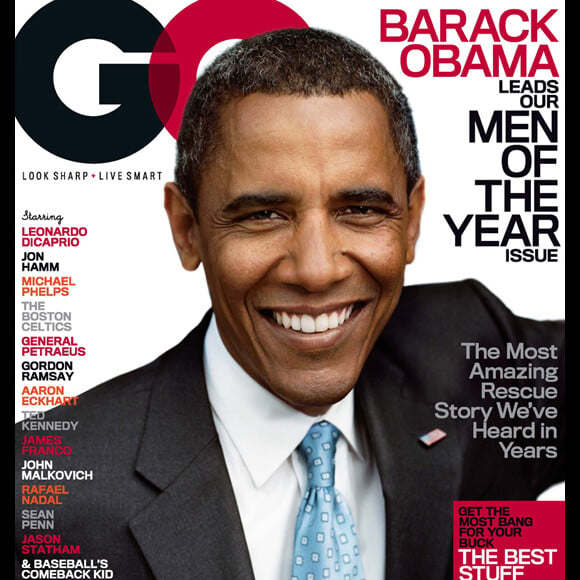 Barack Obama, Homme de l'année 2008 en couverture du magazine GQ. Numéro de décembre 2008.