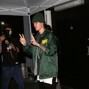 Justin Bieber arrive au au Nice Guy nightclub pour la soirée pour le 20ème anniversaire de Kendall Jenner à West Hollywood, le 2 novembre 2015. © CPA