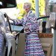 Exclusif - Lady Gaga, habillée en bleu, blanc et rouge, en hommage aux attentats du 13 novembre 2015, à Hollywood, le 14 novembre 2015