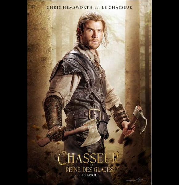 Chris Hemsworth - Affiche du film Le Chasseur et la reine des glaces.