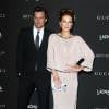 Kate Beckinsale (robe et chaussures Gucci, sac Kotur) et son mari Len Wiseman - Soirée "LACMA Art + Film Gala" à Los Angeles le 1er novembre 2014.
